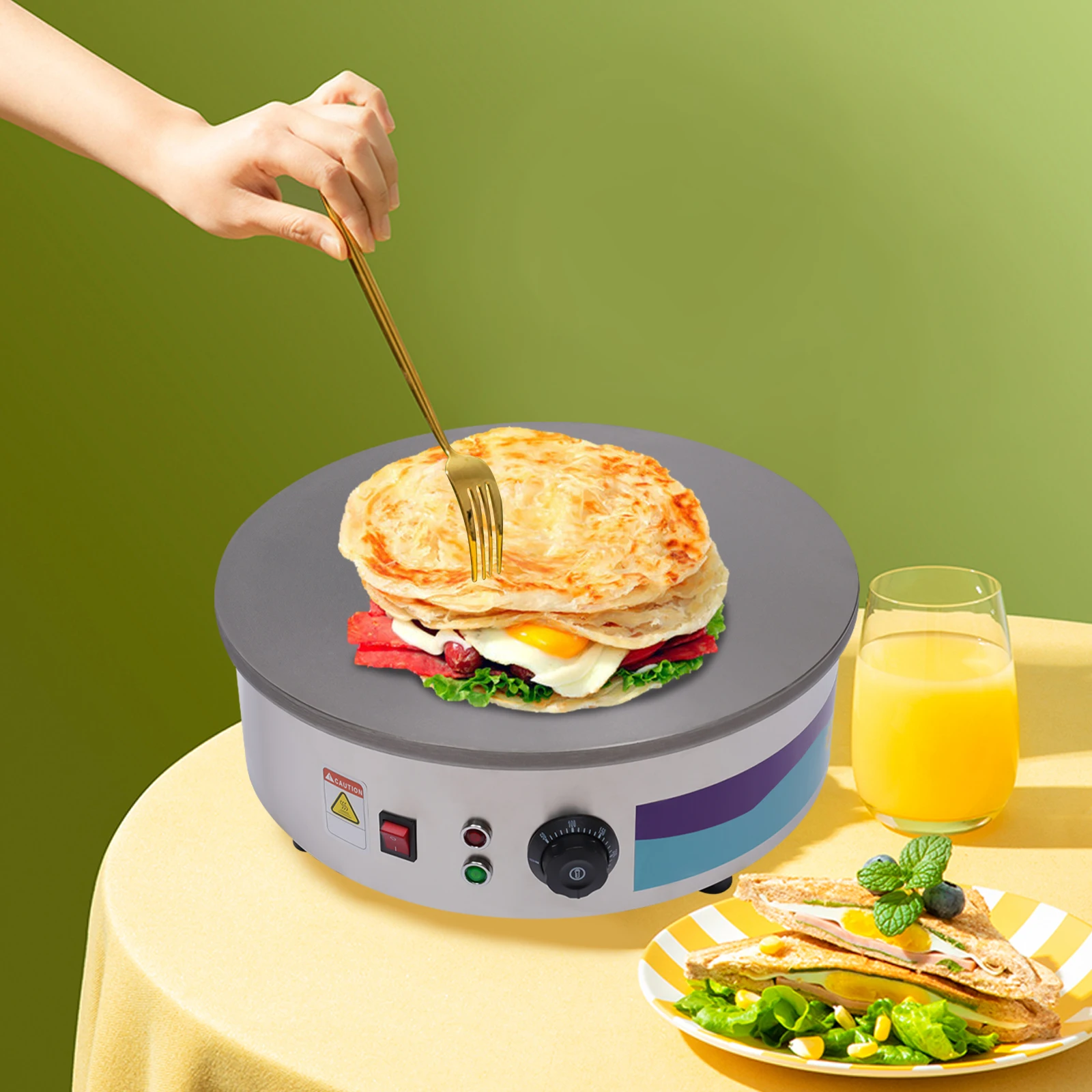 Crêpe-Maker, 45cm Elektrische Gusseisen-Pfannkuchenmaschine 220V, Kommerzieller Crêpe-Grill für Restaurants, Food Trucks, Frühstück Image