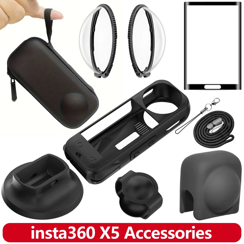 X5 Zubehör Objektivschutz Silikon-Schutzhülle Aufbewahrungstasche Displayschutz für insta360 X5 Kamera Gehäuseschutz Image