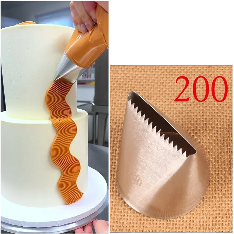 # 200 # 201 # 202, extra große Creme-Kuchendüse aus Edelstahl, Zuckerguss-Spritztüllen, Fondant-Gebäckspitze, Dekoration, Backwerkzeug Image