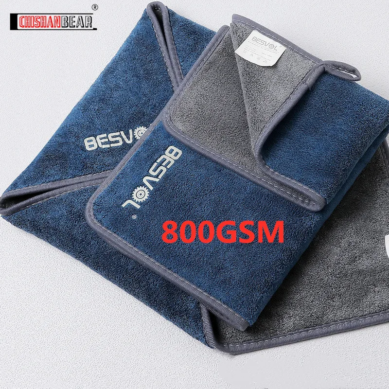 Superdickes 800GSM Coral Fleece Mikrofaser Autozubehör Super Saugfähiges Autoreinigungs- und Detailing-Tuch Auto-Pflege Trockentücher Image