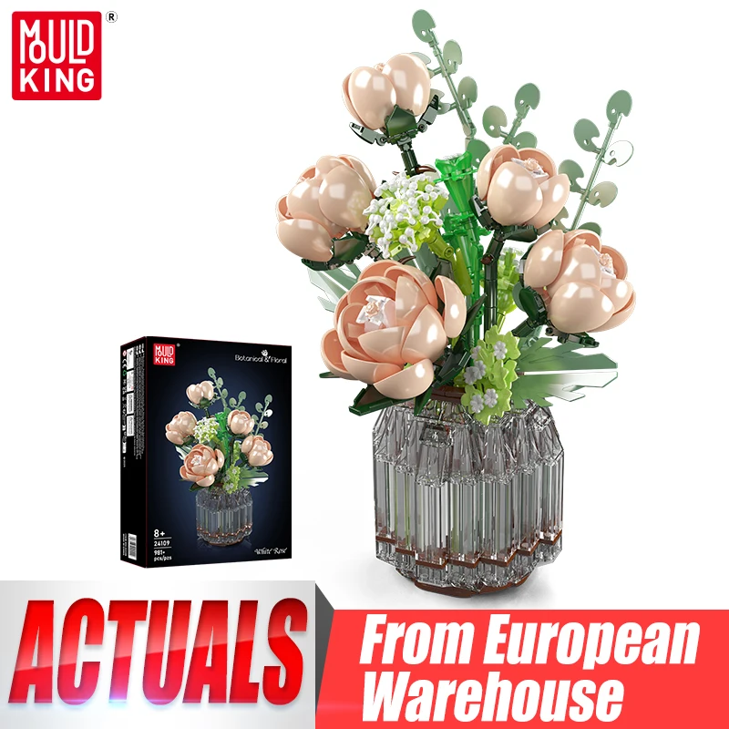 Mould King 24109 Blumenstrauß Spielzeug Die MOC Weiße Rose Baustein Montage Blume Ziegel Modell Set Kinder Weihnachtsgeschenk Image
