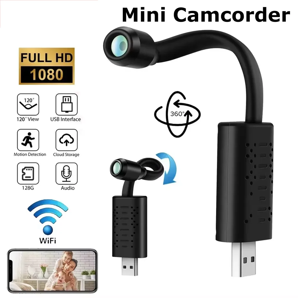 WLAN Mini-Kamera Tragbare 1080P HD USB Kabellose Nachtsicht Bewegungserkennung Überwachungs-Mikrokamera Fernüberwachung Image