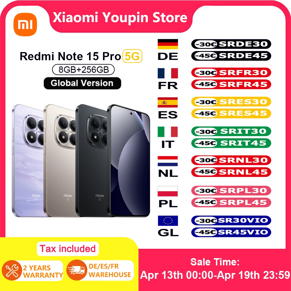 Globale Version Xiaomi REDMI Note 15 Pro 5G Smartphone 5G 6,83 Zoll 200MP Hauptkamera 6580mAh 45W Ladefunktion IP66 IP68 IP69 IP69K NFC Image