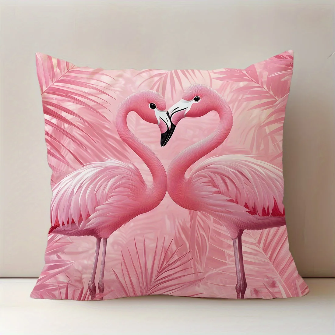 VIKAMA Kissenbezüge mit Flamingo- und tropischem Blattmuster, geeignet für dekorative Kissen für Arbeitszimmer, Schlafzimmer und Wohnzimmer Image