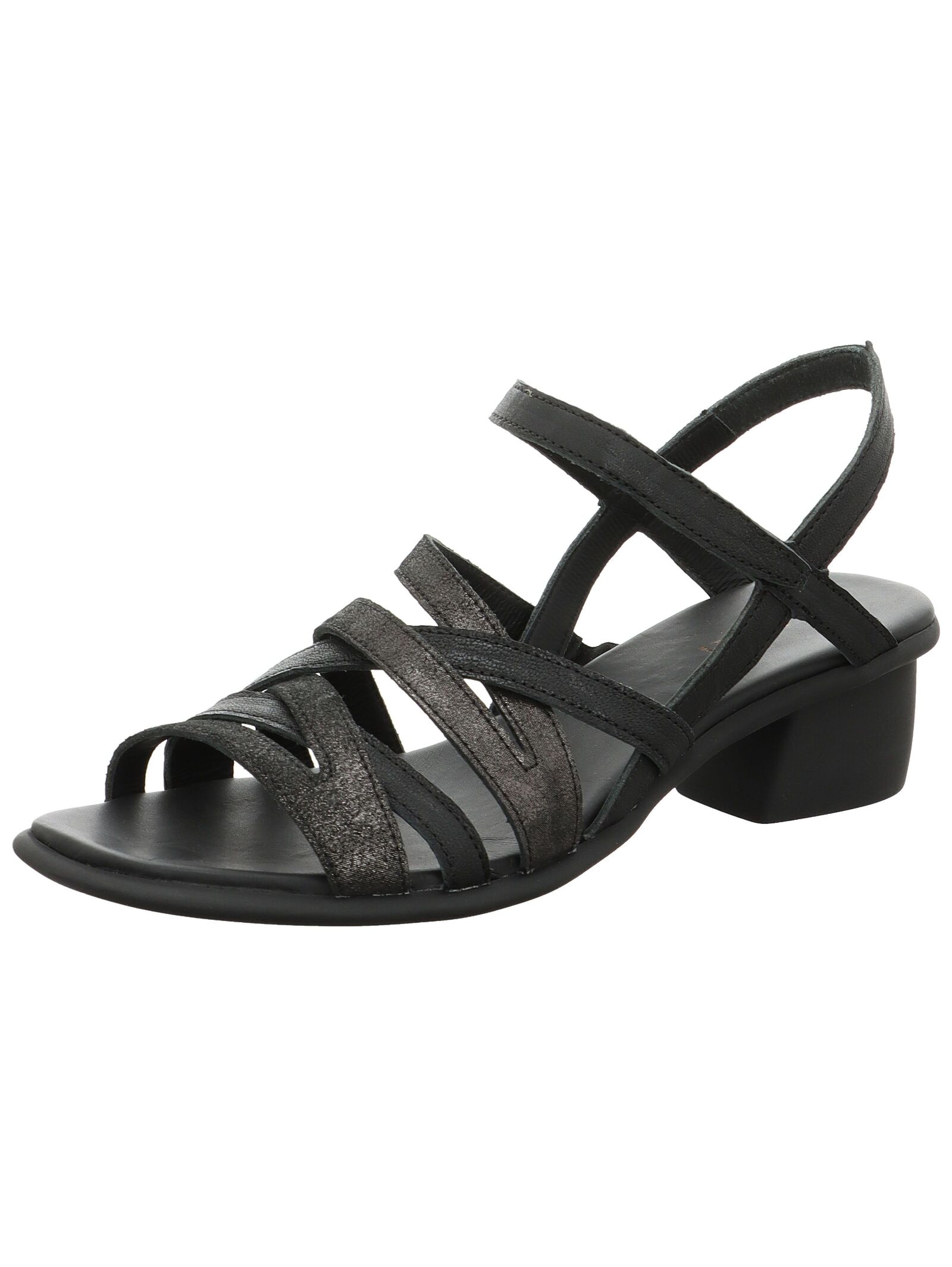 Riemchensandale THINK "Think Sandalen Leder", Damen, Gr. 41, schwarz kombi, Leder, Schuhe Riemchensandale