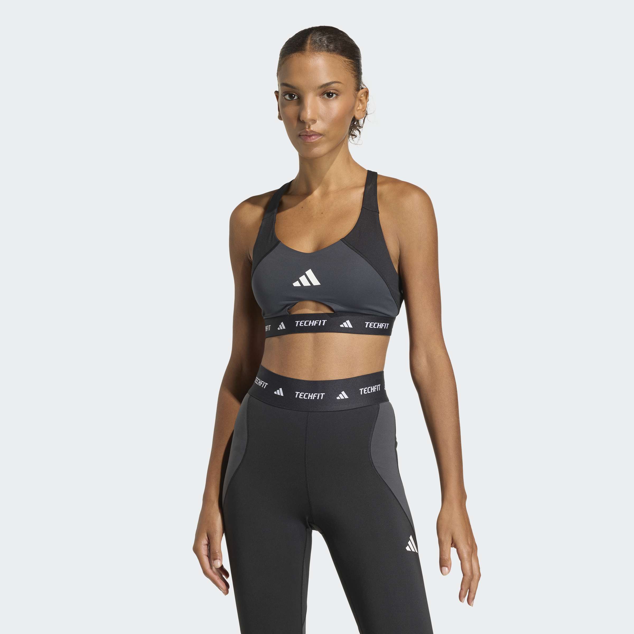 Sport-BH ADIDAS PERFORMANCE "TF CB MS BRA", Damen, Gr. L, N-Gr, schwarz, carbon, Obermaterial: 73% Polyester, 27% Elasthan, BHs Sport-BH