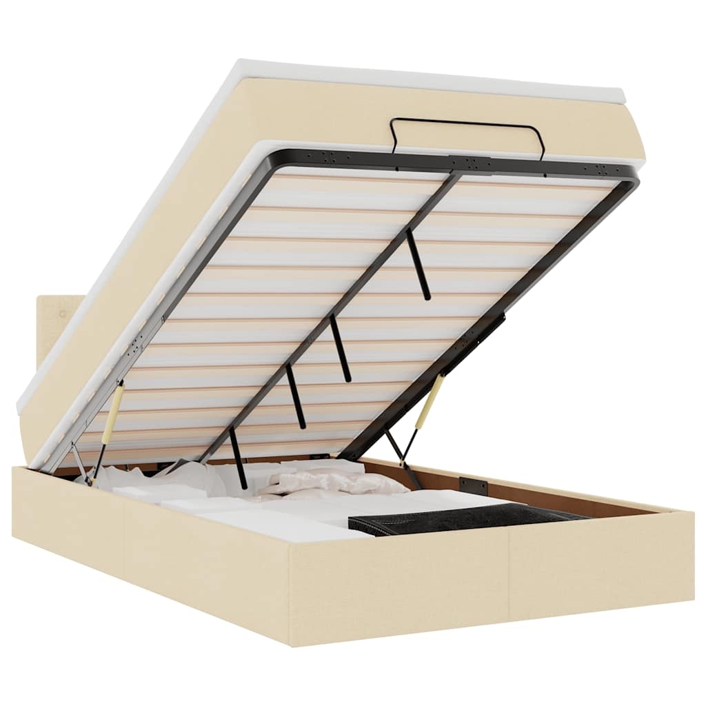vidaXL Ottoman-Bett mit Matratze Creme 120x190 cm Stoff Image