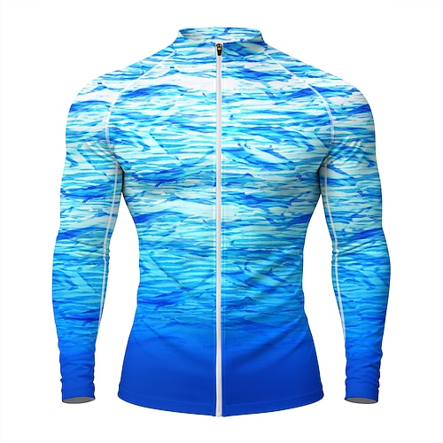 Herren Standard Anti UV Shirt T-Shirt zum Schwimmen Farbverlauf Marmor Reißverschluss UPF50 UV Schutz Schnelltrocknend Langarm Bademode Schutz gegen Hautausschlag Surfen Kanufahren Strand Sommer Image