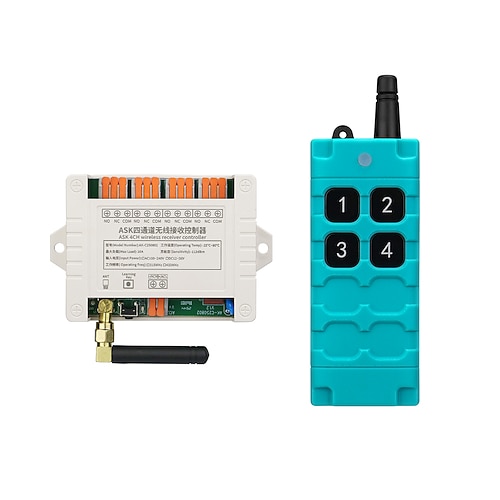 DC 12V/24V 4-Kanal-Fernbedienungsschalter mit HF-Sender und -Empfänger (433 MHz), Ein-/Ausschalter Image