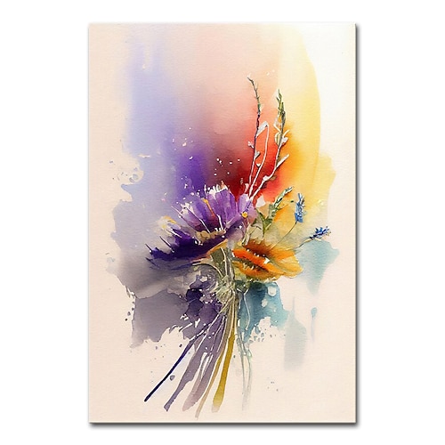 Mintura handgefertigte Blumen-Ölgemälde auf Leinwand, Wandkunst, Dekoration, moderne abstrakte Aquarellmalerei für Wohnkultur, gerollt, rahmenlos, ungedehnt Image