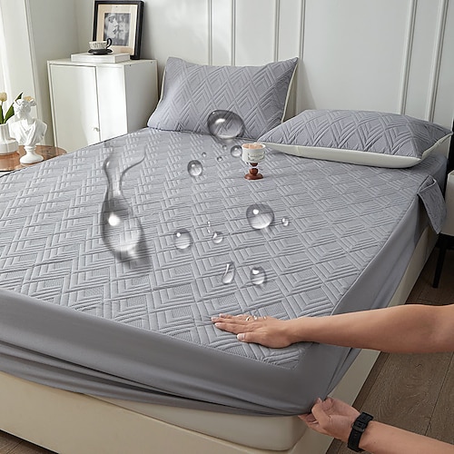 Wasserdichter Matratzenschoner, gesteppter, verdickter Einzelbettbezug, wasserdichter Urinschutz für Matratzen Image