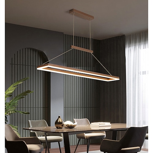 LED Pendelleuchte moderne stilvolle Gold Kaffee quadratische Kreis Design 90cm Metall lackiert Oberflächen künstlerisch für Esszimmer Wohnzimmer 110-120v 220-240v Image