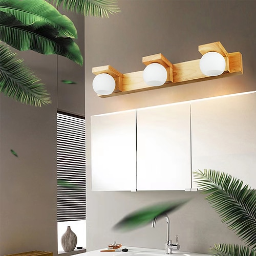 LED-Spiegelfront-Wandleuchte, Soild-Holz, 2 Köpfe, 3 Köpfe, Massivholz-Spiegel, Scheinwerfer, Wohnzimmer-Wandleuchte, Schlafzimmer, Nachttischlampe, G9-Sockel, AC85-265 V Image