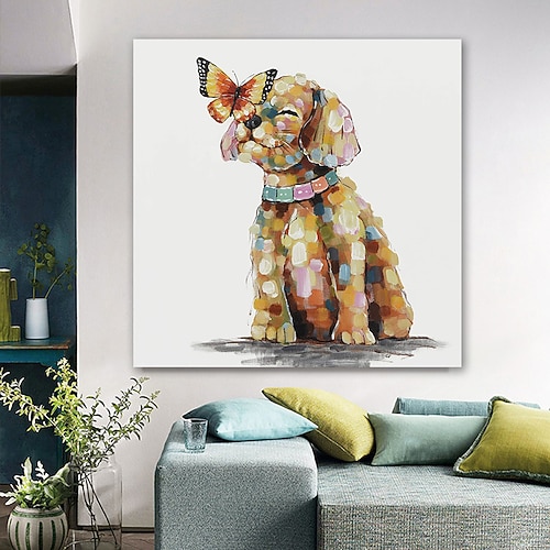 Hang-Ölgemälde Handgemalte Quadratisch Tiere Modern Fügen Innenrahmen Image