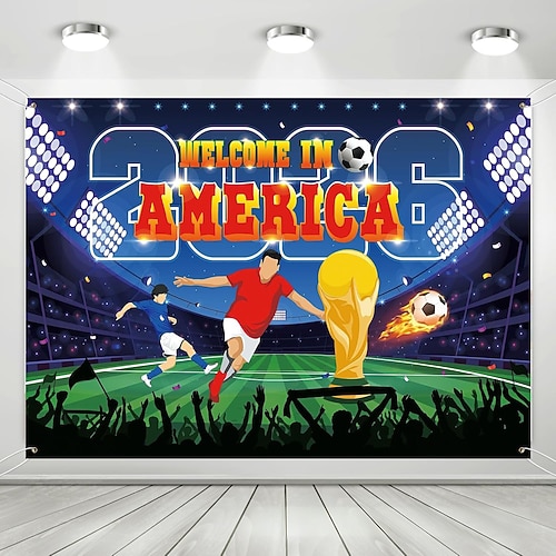 Bannerflagge für die Fußball-Weltmeisterschaft 2026, Fotohintergrund für Fußballfestivals, Flagge für Weltpartydekoration Image
