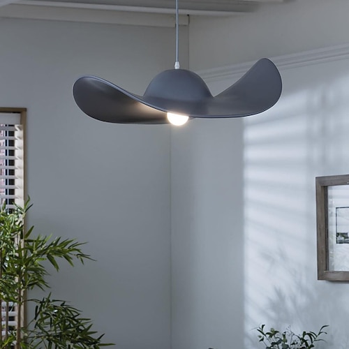 LED-Pendelleuchte 40 cm, 1 hellgrau, weiß, Hutdesign, Harz, luxuriöser moderner Stil, Esszimmer, Schlafzimmer, Pendelleuchten, 110–240 V Image