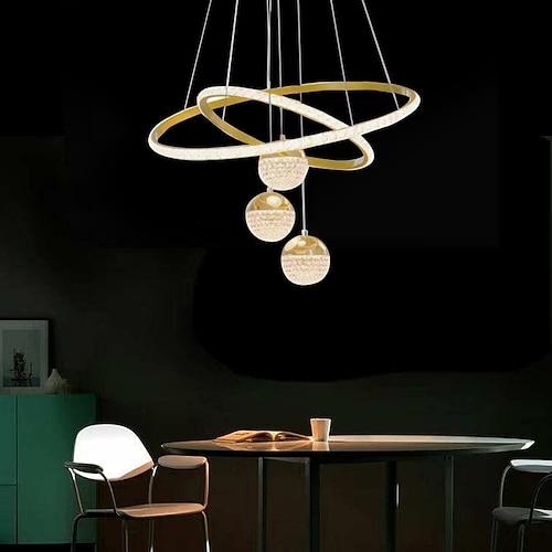 LED-Pendelleuchte, kreisförmiges Design, 3-flammig, 60 cm, dimmbar, Aluminiumschicht, stilvolle Lackierung, kunstvoll, 110–240 V Image