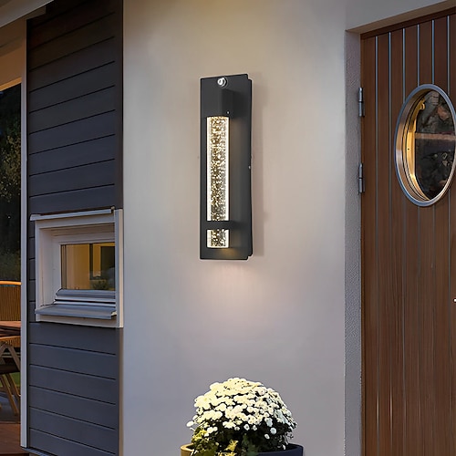 LED-Außenwandleuchte, IP65, wasserdicht, Lichtsteuerung, geeignet für Badezimmer, Garage, Zaun, Terrasse, Innenhof, AC 110–240 V Image
