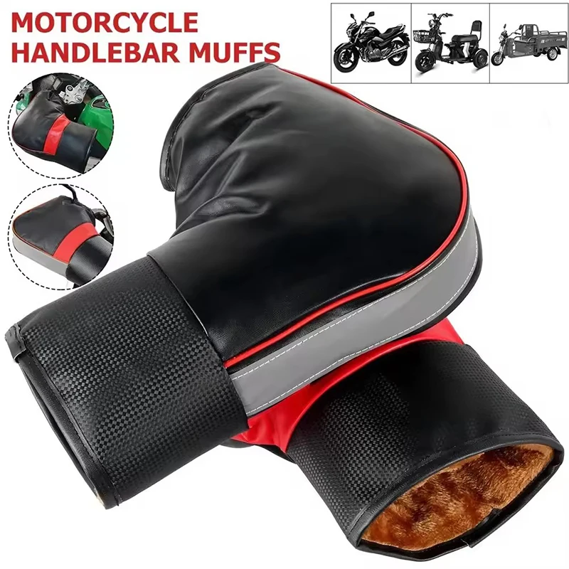 Motorrad Lenker Warme Hände Schals Verdickte Wasserdichte Winter Warme Handschuhe Fahrrad Roller Fahrrad Schutz Hand Schals Image