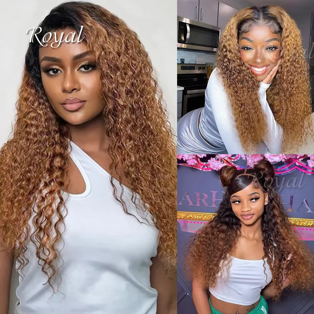 Ombre Echthaar-Bündel 70g Ombre Lockiges Haar 1/3/4 Bündel 100% Unbehandeltes Jungfräuliches Brasilianisches Ombre Kinky Curly Echthaar Image