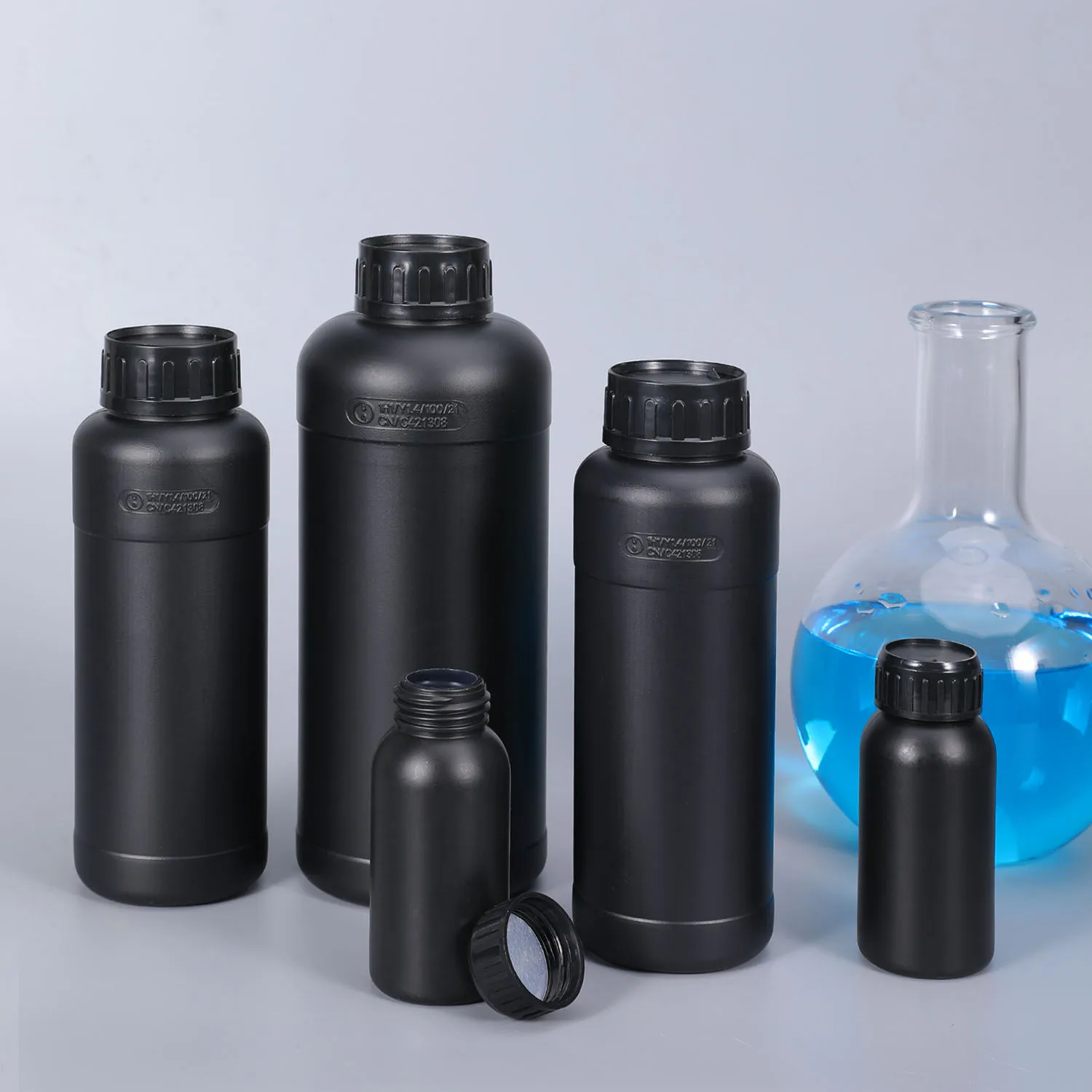 1pcs 100 ML-1000ML ptfe Schicht schwarz Kunststoff Reagenz flasche neue Lebensmittel qualität hdpe Schraub verschluss Flüssigkeit nachfüllbare Flasche Image