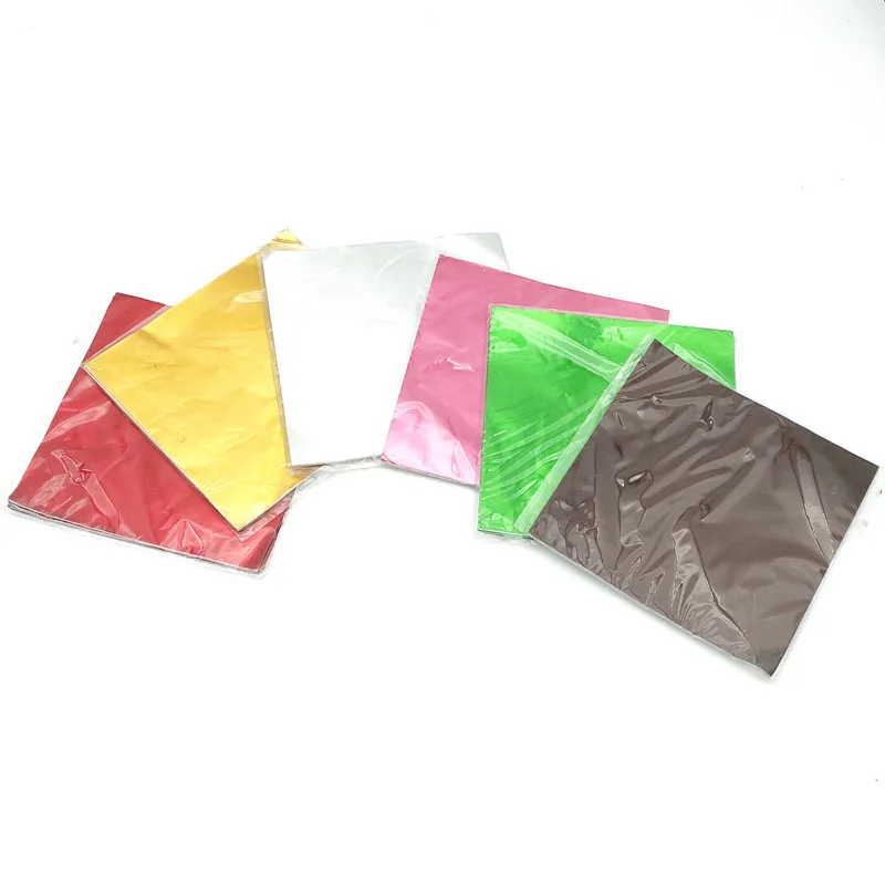 100 stücke 4 Zoll (10cm) Pralinen verpackungen Aluminium folie Papier verpackung quadratische süße Lolly Dessert Lebensmittel Zinn folie Wrapper Image