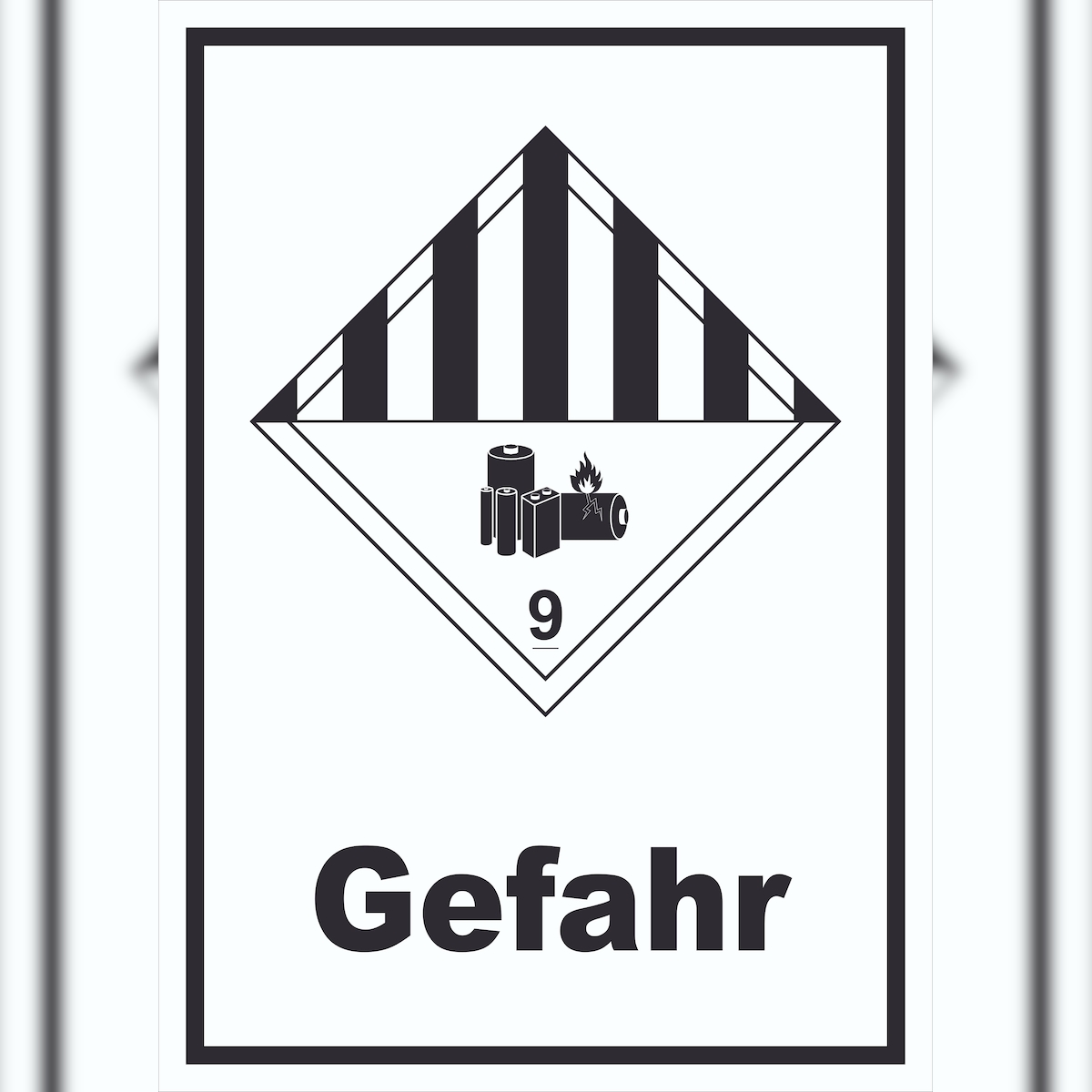 HB-Druck Schild Achtung Lithiumbatterien Gefahr Gefahrgutklasse 9a hochkant A0 (841x1189mm) Image
