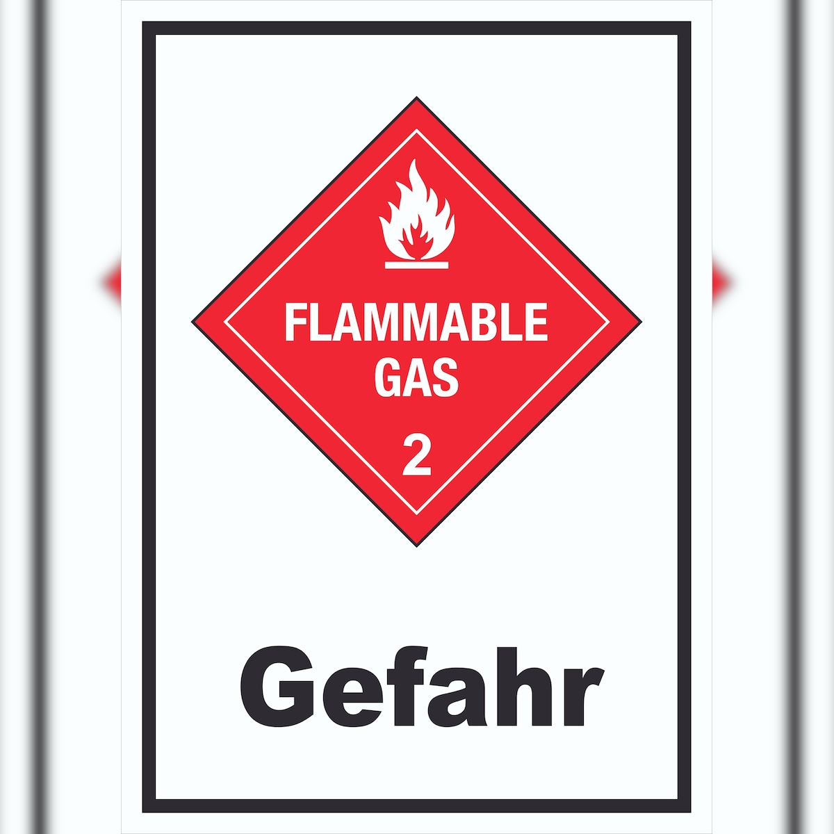 HB-Druck Schild Entzündliche Gase Gefahr Flammable Gas Flamme hochkant A6 Rückseite selbstklebend Image