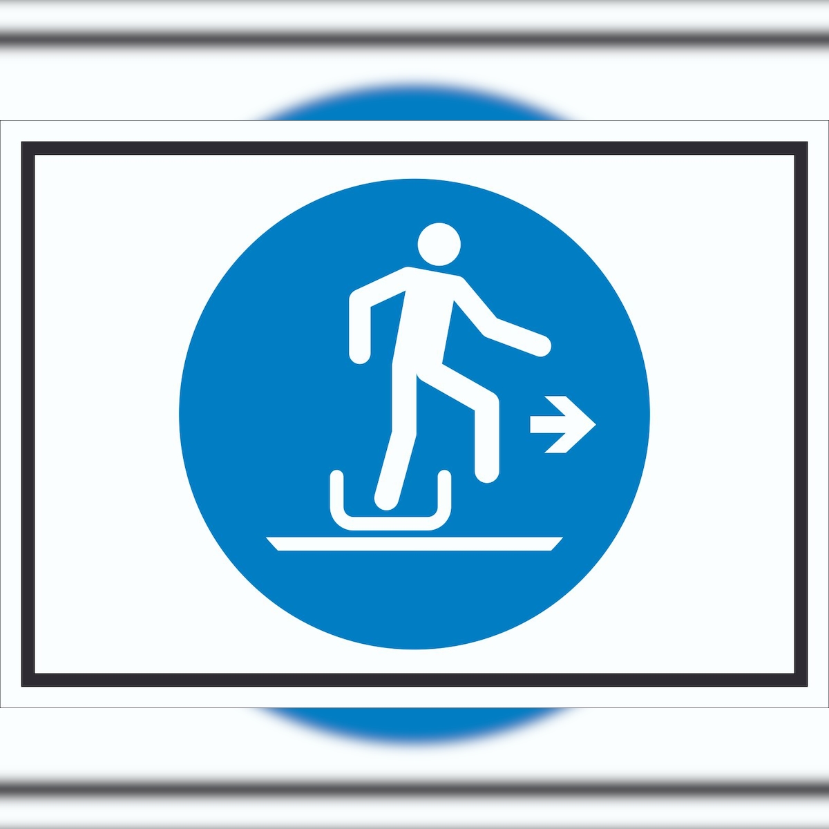 HB-Druck Beim Ausstieg den Rodel nach rechts verlassen Symbol Schild A1 Rückseite selbstklebend Image