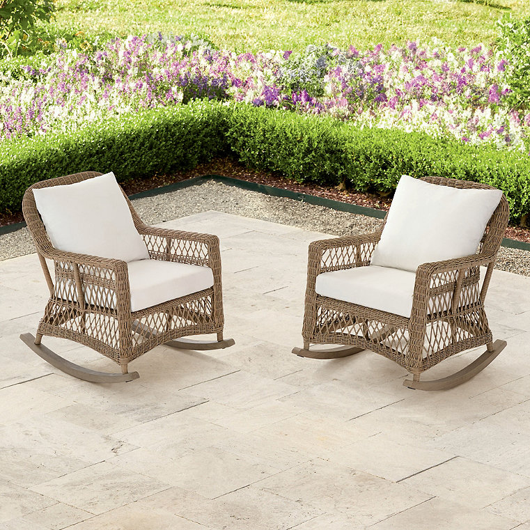 Palmetto Outdoor Wicker Outdoor Rocker Chair, Set Of Two - Grandin Road