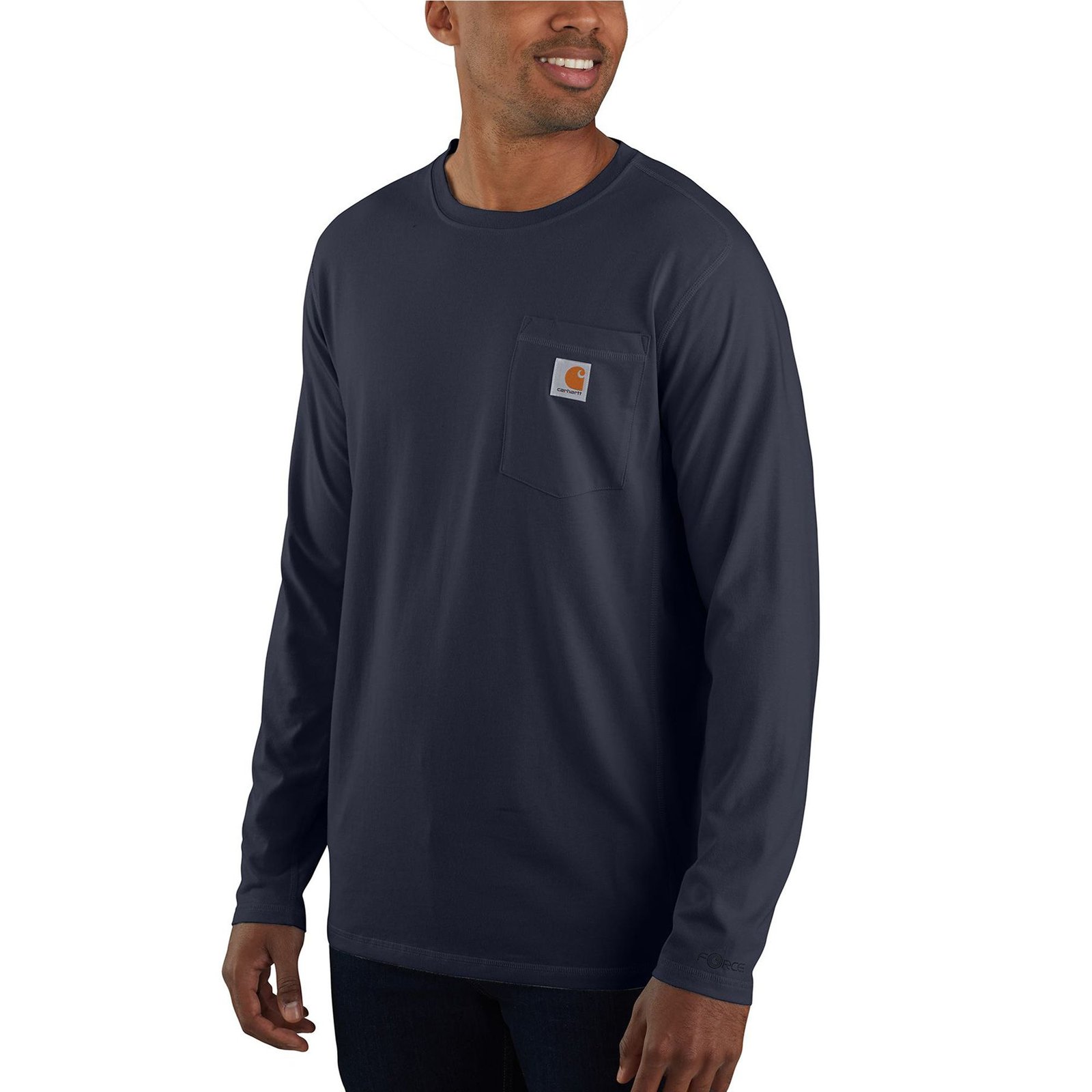 Carhartt Men's Force Relaxed LS T-Shirt (Size Large Tall) Navy, Poly + Cotton