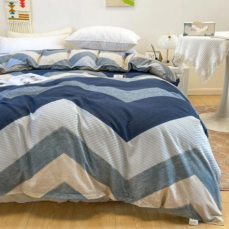 Housse de couette en polyester doux, motif géométrique ondulé, housse de couette simple, linge de lit pour la maison et le dortoir, 150*200cm*1 pièce