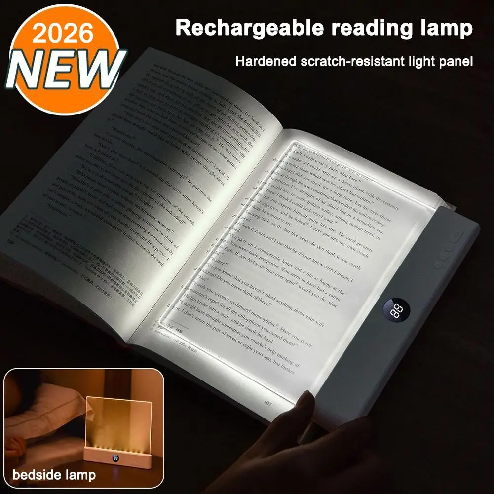 Lampe de lecture LED à panneau plat, vision nocturne, protection des yeux, lampe de lecture USB rechargeable, lampe de lecture nocturne pour étudiants, lampe de livre, lampe d'intérieur