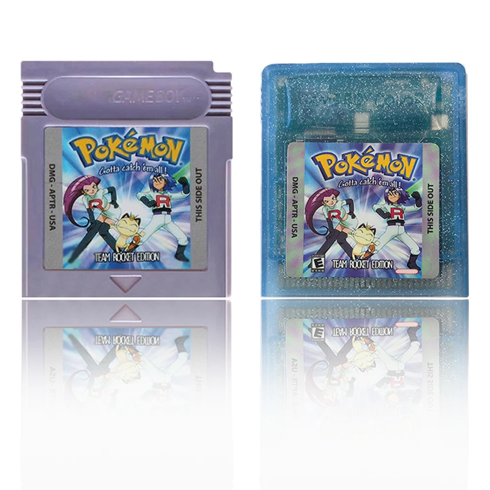 16 Bit Video Game Console Cartridge GBC Game Card Pokemon Team Rocket Edition USA Version Grey Ahell Crystal Shell