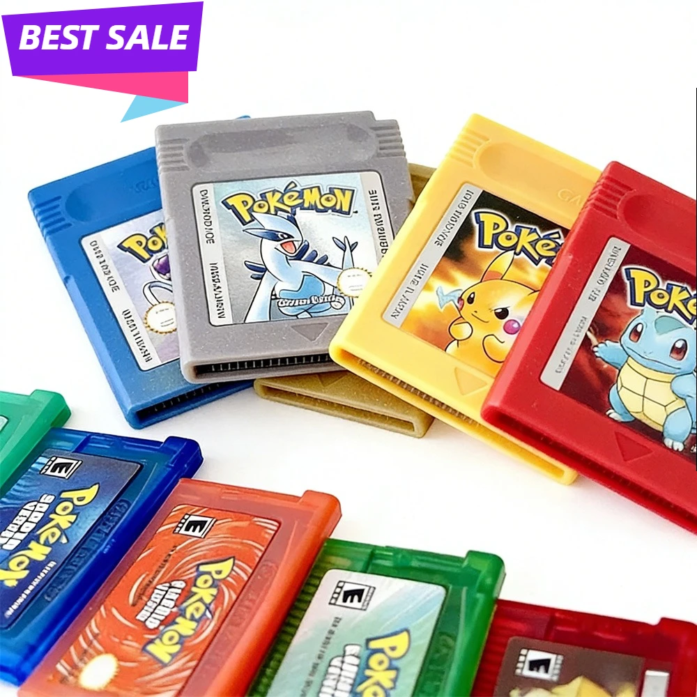 Pokemon GBC Game 5 languages Version Pokemon GBC Game Red/Crystal/Blue/Yellow/Gold/Green/silver Video Game Cartridge