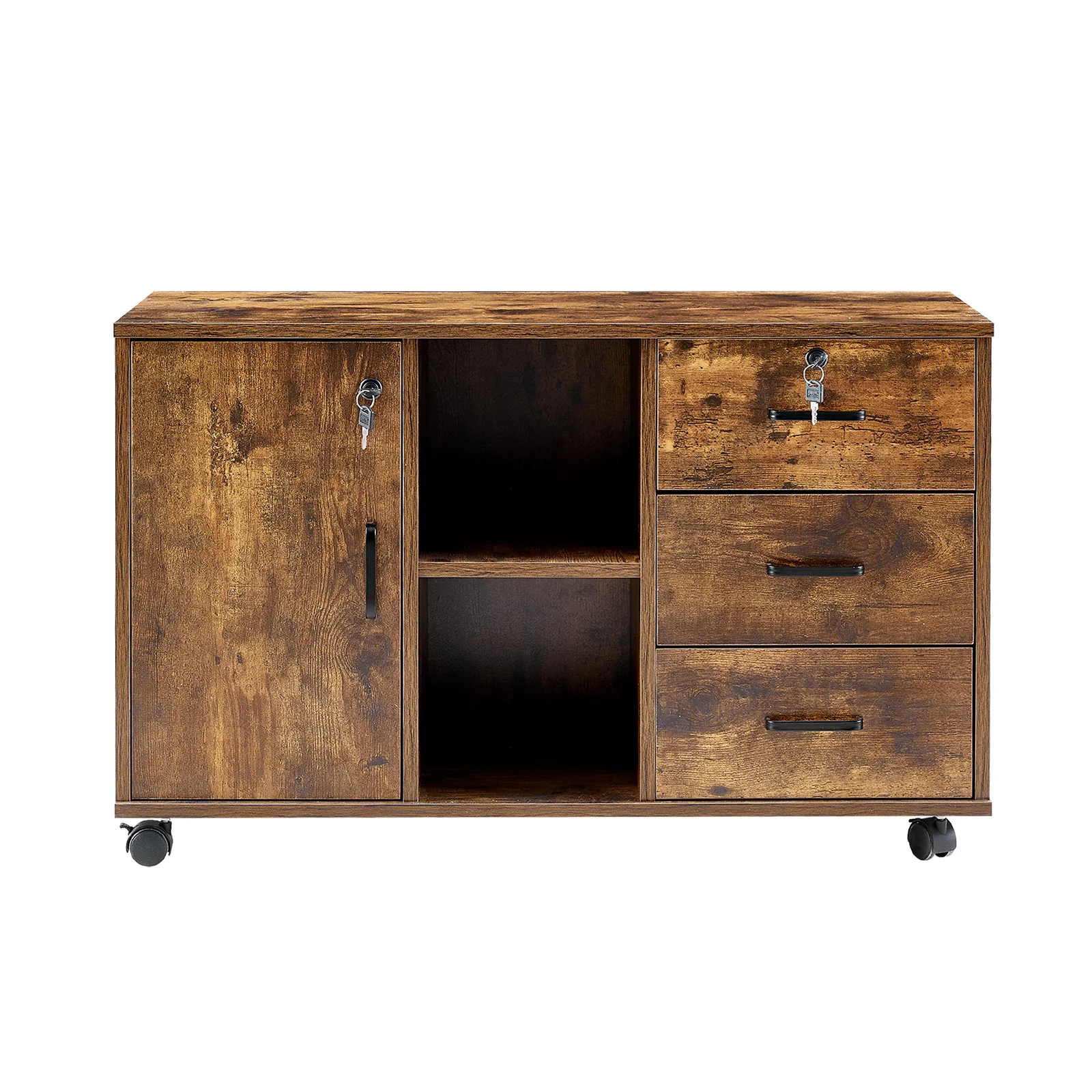 Rollcontainer Abschließbar mit 3 Schubladen Büroschrank mit Rollen