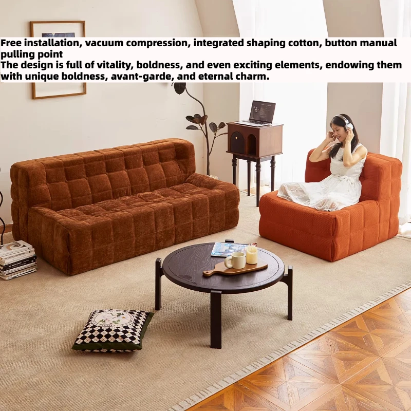 Sponge-Latex Modulares Rahmenloses Sofa Leinen Wohnzimmer Vakuumkomprimiertes Sofa Einzelner Loungesessel Schlafzimmer Couch Möbel