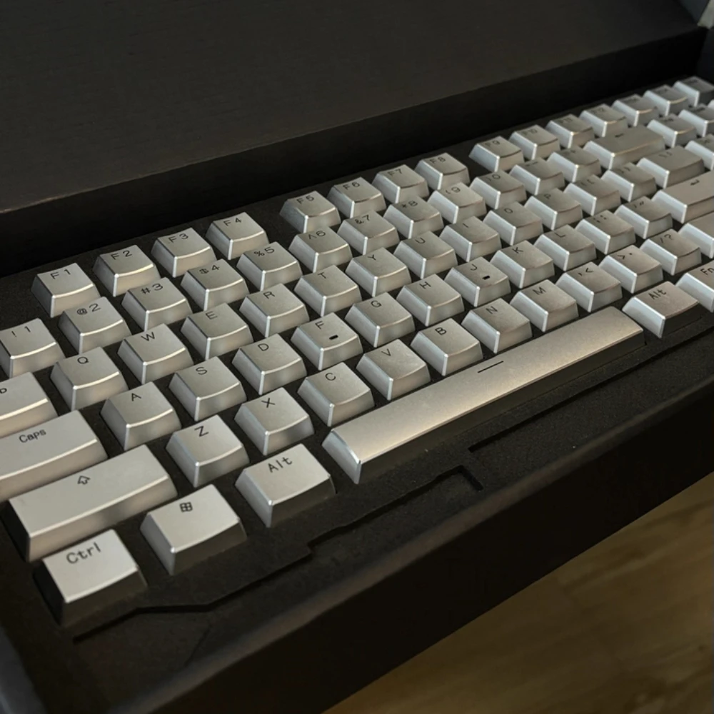 HIUM Aluminiumlegierung Tastenkappen Komplettset Benutzerdefinierte Metall Silber Gold Tastenkappen 108/87 Tasten XDA Artisan Tastenkappen Mechanisches Tastaturzubehör Image