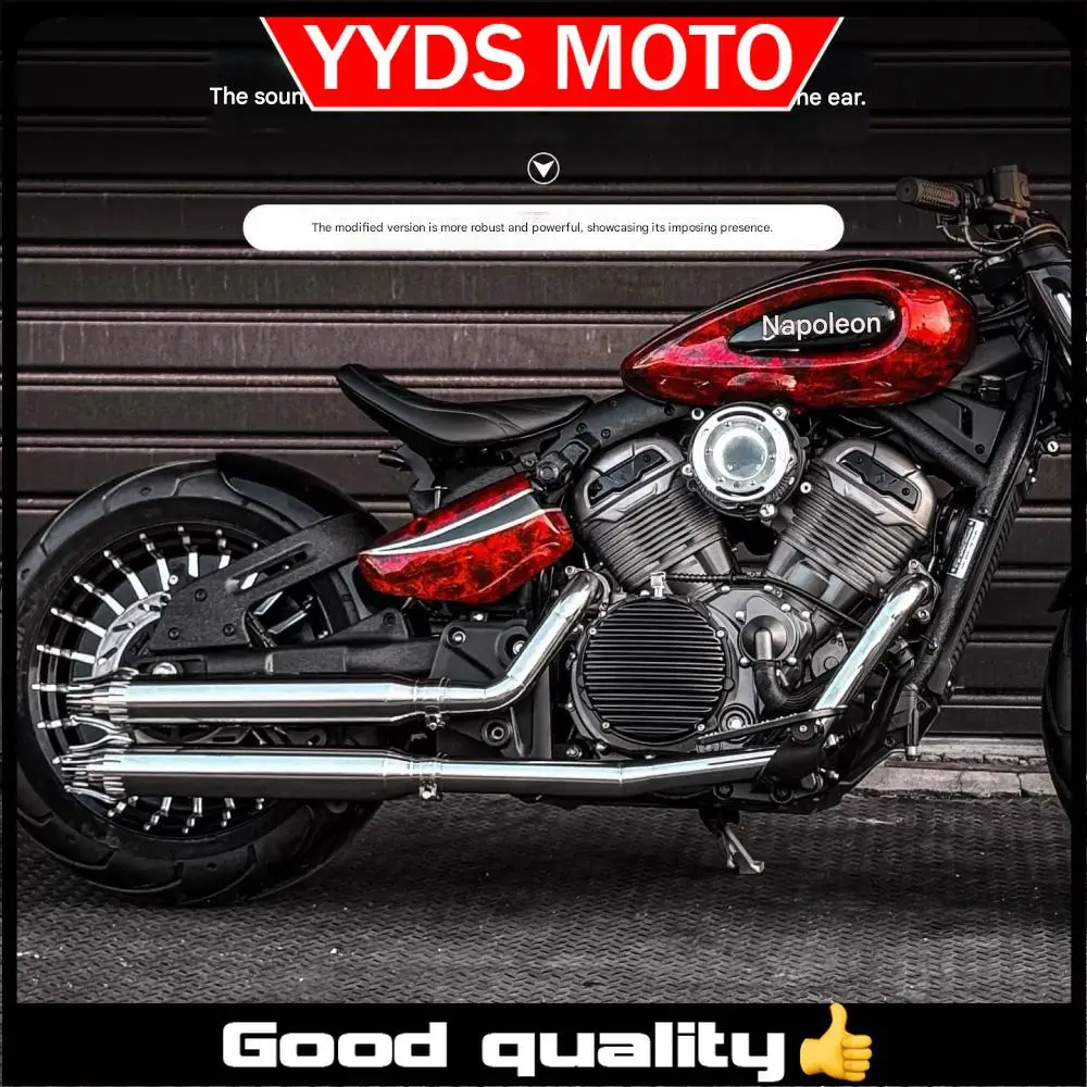 【Gute Qualität】Für BENDA Napoleon Bob 450, rechte, doppelte Auspuffanlage mit Direktmontage. BENDA Napoleon Bob 500 Image