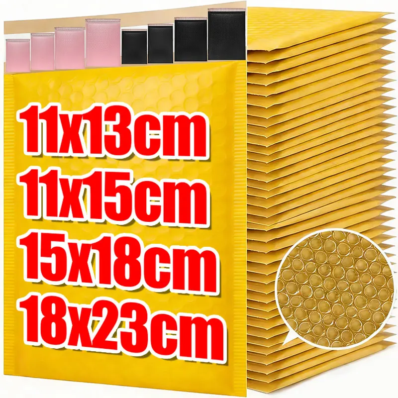 Verschiedene Größen Gelbe Rosa Schwarze Kraftpapier-Luftpolsterumschläge Versandtaschen Selbstklebende Versandtaschen Wasserdichte Luftpolsterversandtaschen Image