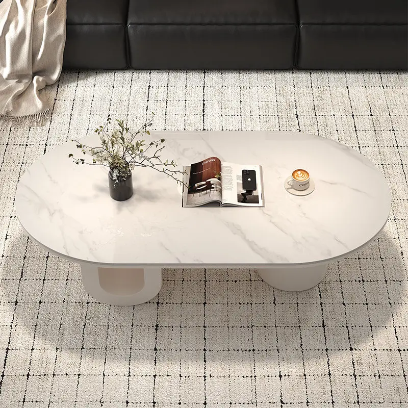 Moderner Couchtisch für das Wohnzimmer, klarer ovaler weißer Premium-Couchtisch, einzigartiger Mesa De Centro De Sala Home Furniture