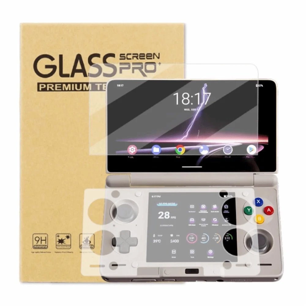 HD gehärtetes Glas 9H Flip Dual Screen Displayschutzfolie Vollbild Anti-Kratz-Schutzfolie für AYN THOR Spielekonsole Image