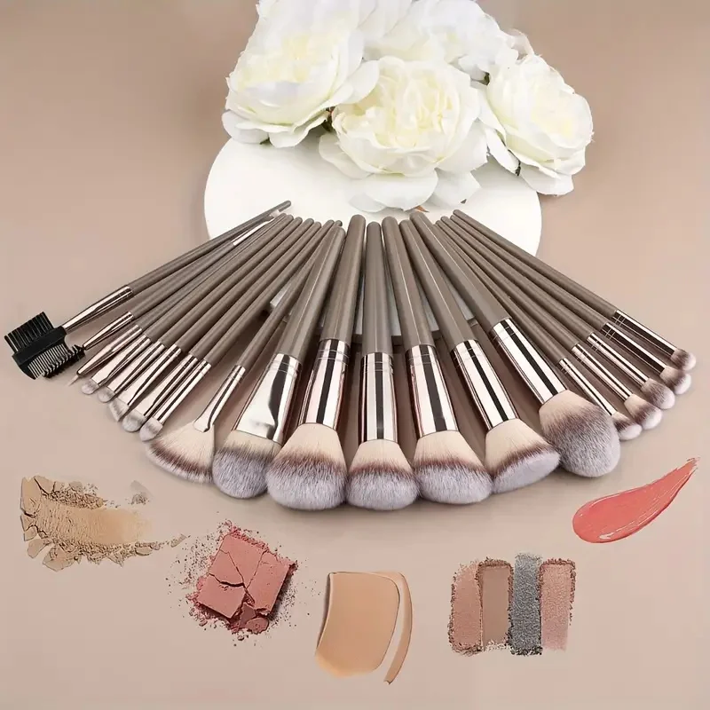 Professionelle Make-up-Pinsel-Kollektion, unverzichtbares Kosmetik-Werkzeugset für makellose Lidschatten-, Eyeliner- und Gesichtsanwendung Image