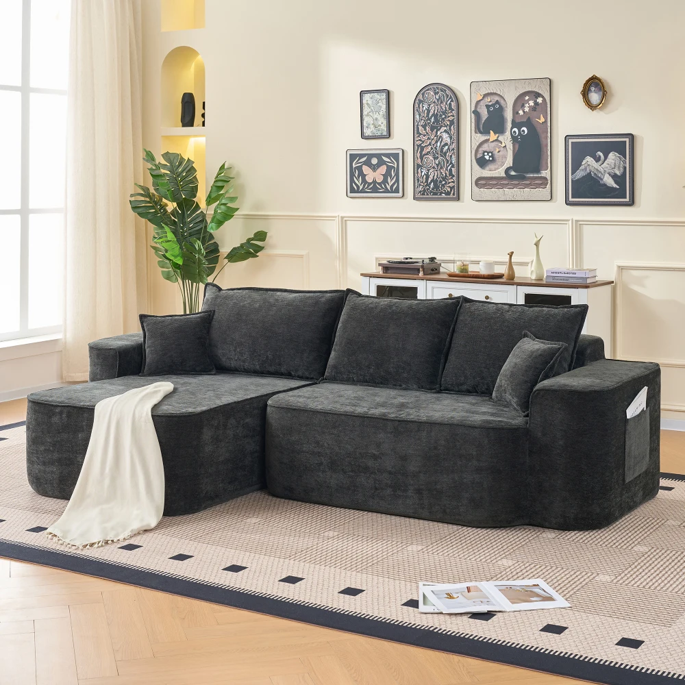 Modernes L-förmiges Ecksofa Wolken-Sofa Chenille 264cm Modulares Wohnzimmersofa Keine Montage Erforderlich, Kann Separat Verkauft Werden Image