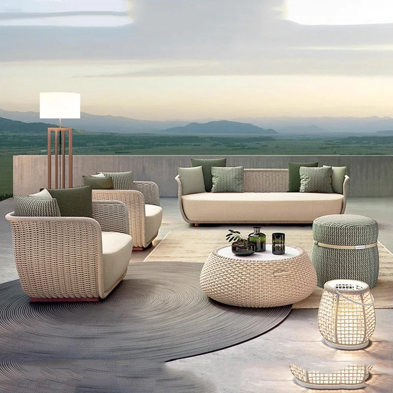 Outdoor-Sofa Gartenmöbel-Sets Wasserdicht Moderne Hof- und Villengartenmöbel-Sets Nordisches Rattan-Mobilier Wohnmöbel Image