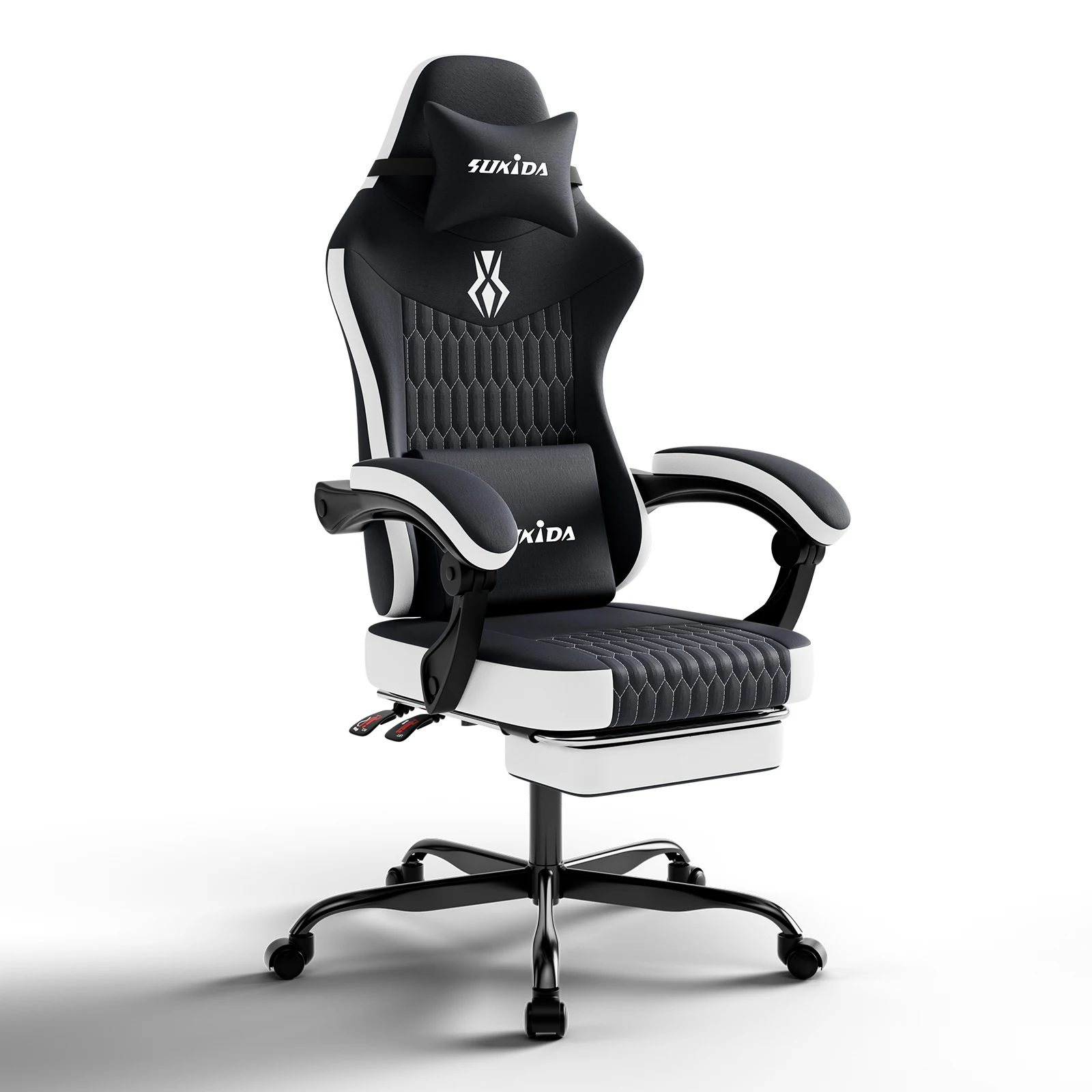 SUKIDA Gaming-Stuhl Gamer-Stuhl Ergonomischer Bürostuhl Fußstütze Verstellbare Lendenwirbelstütze & Kissen Gaming-Stuhl Image