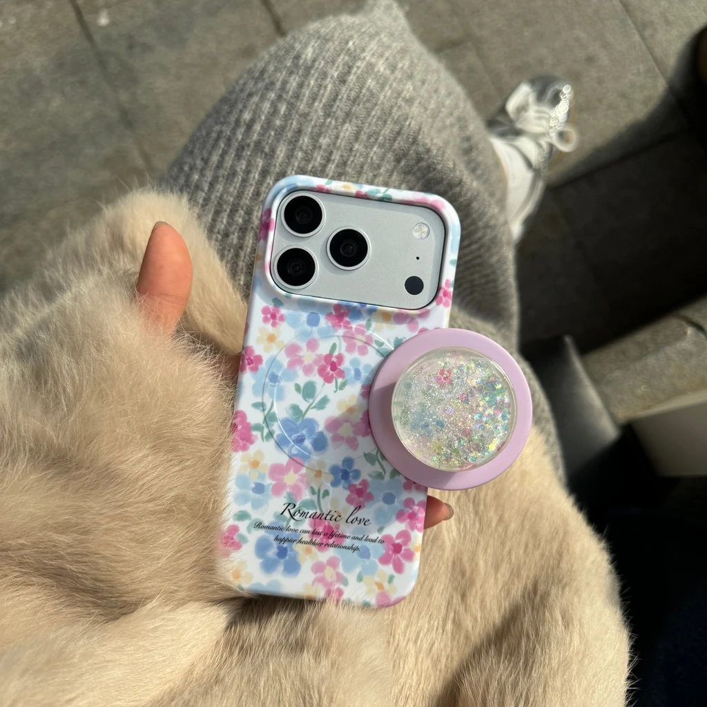 Romantischer Frühlings-Tag Farbenfrohe Vollbild-Ölgemälde Blumen mit Halter Magnetische Handyhülle für iPhone 17 16 15 Pro Max Image