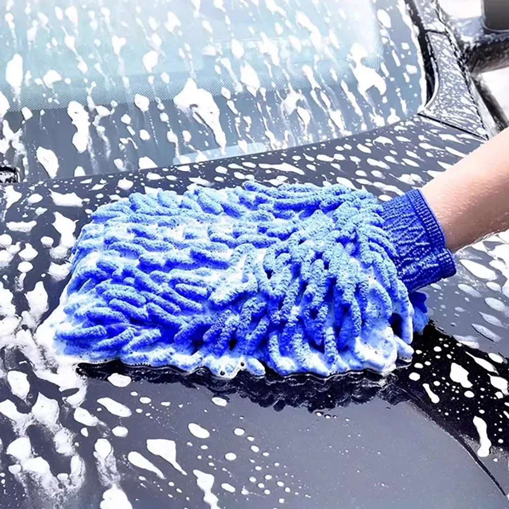1-2 Stück Autowaschhandschuhe Chenille-Handschuh Plüschlappen Verdickte Doppelseitige Autopflege-Reinigungswerkzeuge Auto-Zubehör Autodetailing Image