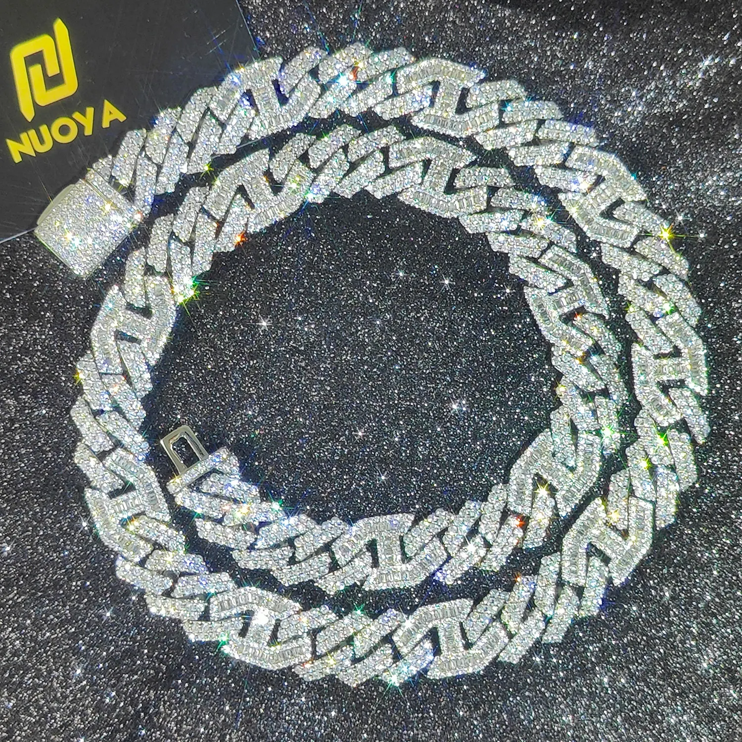 Hip-Hop Glänzende 15mm Cuban Link Kette Silber/18k Vergoldet Kubisches Zirkonia Iced Halskette Herren Diamant Cuban Schmuck Image