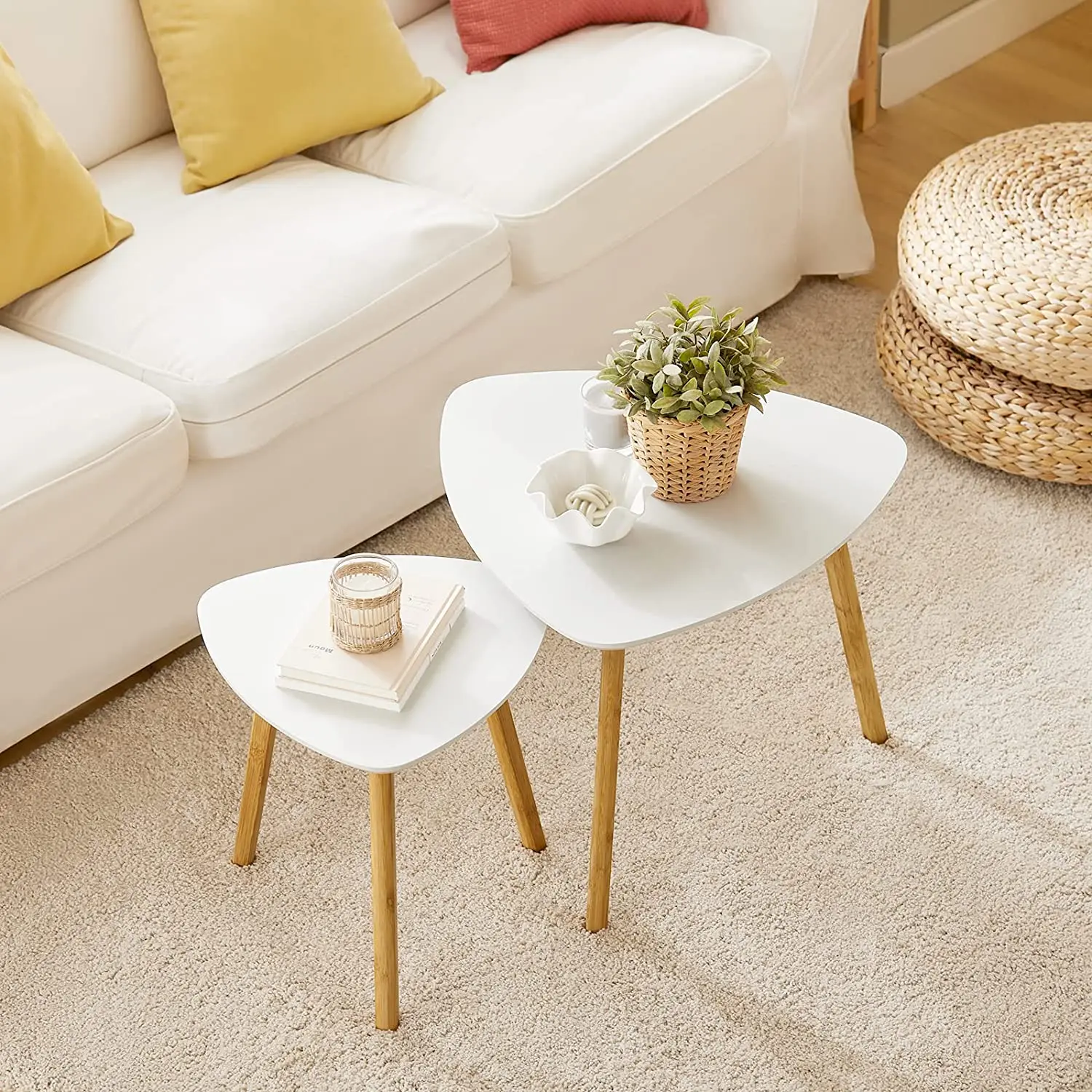 Set mit 2 Couchtischen, Nettuces Couchtisch, Beistelltisch, Couchtisch, weißer Tisch